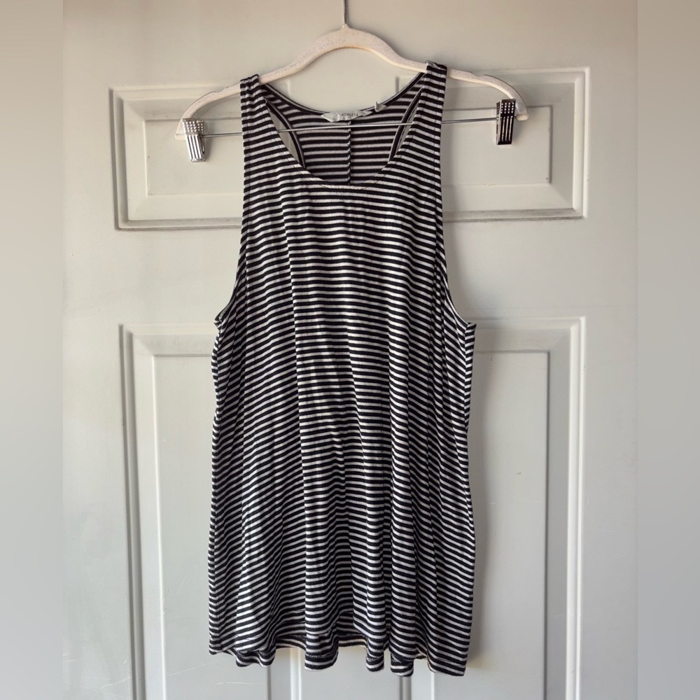 Athleta black/gray striped tank top size L